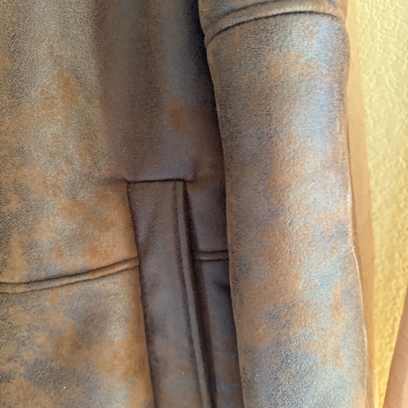 Frye Faux Leather and Fleece Double Breasted Coat - Picture 5 of 8